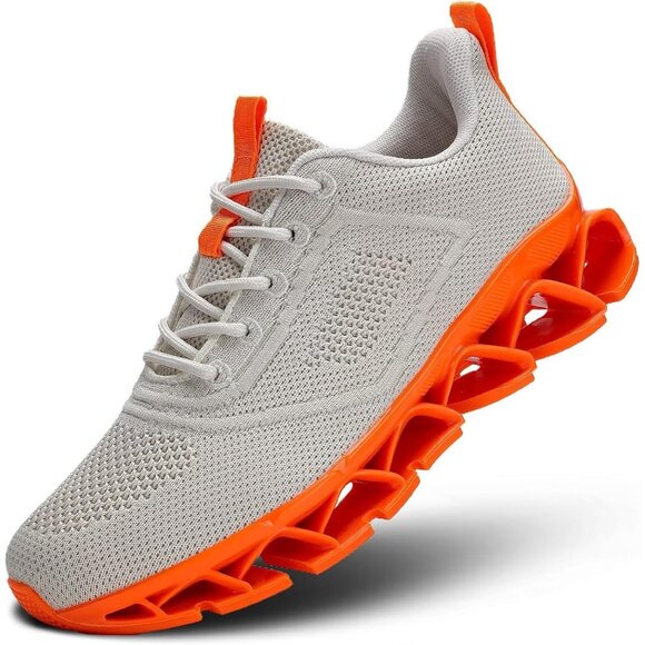 Shoes - Women's Beige Orange Sport Gym Walking Running Tennis  Athletic Sneakers Shoes